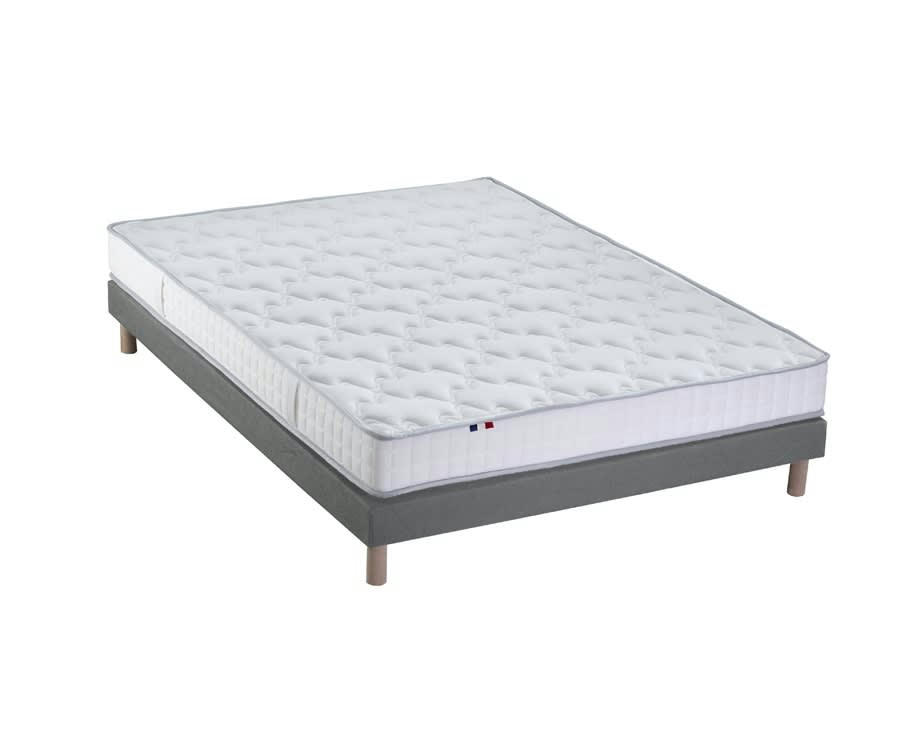 ENSEMBLE CIRRUS - Ensemble matelas mousse sommier gris 140x190
