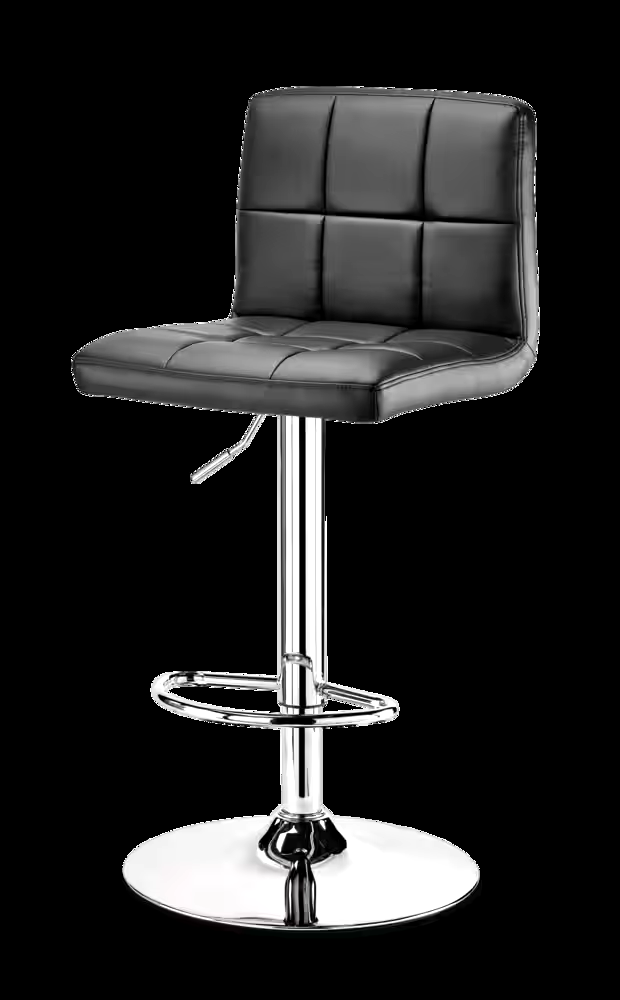 For Living  PU Leather Swivel Counter/Bar Stool Adjustable Height (2-Piece Set), Black