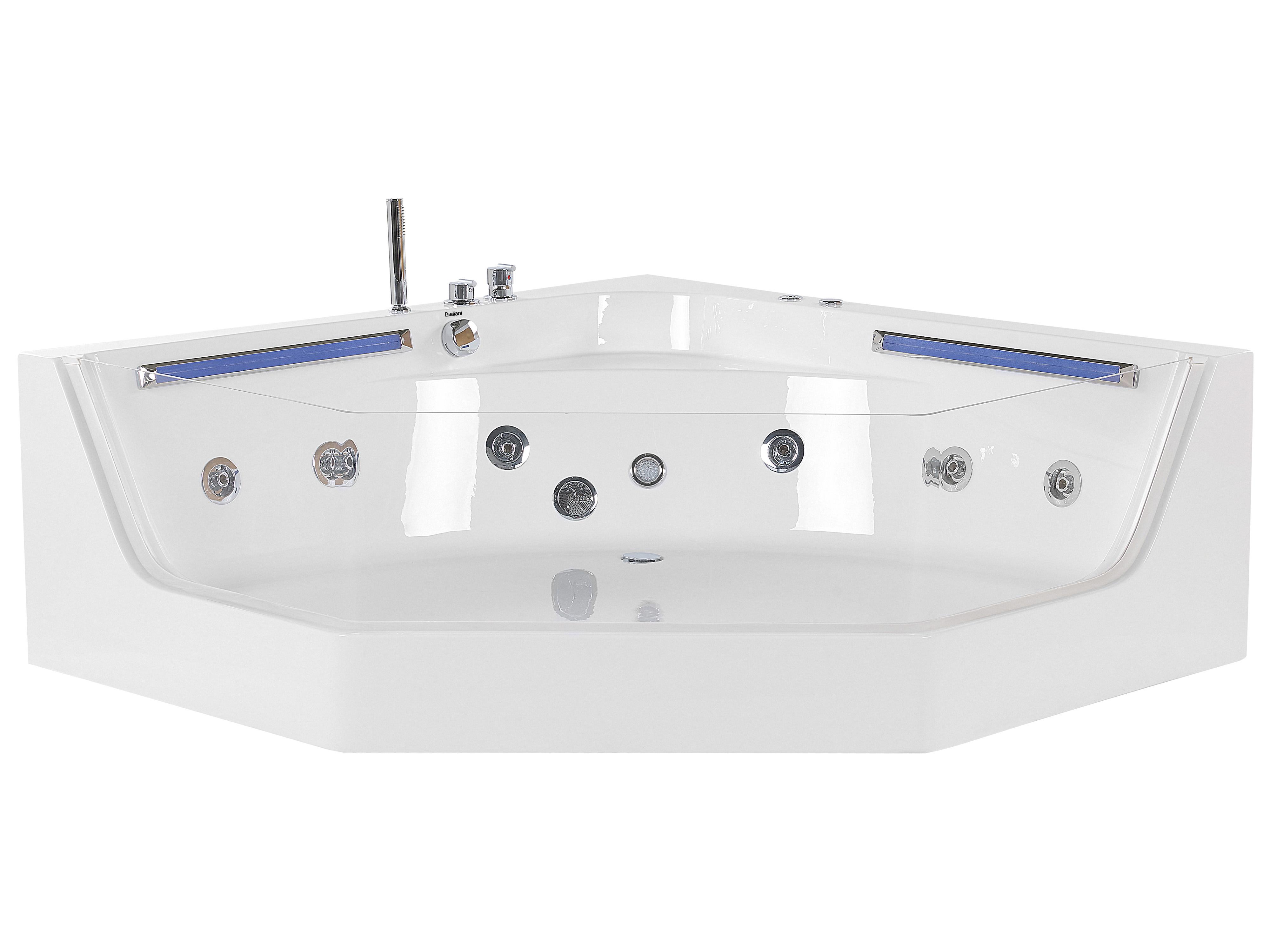 Corner Hot Tub with LED CACERES 2110 x 1500 mm White