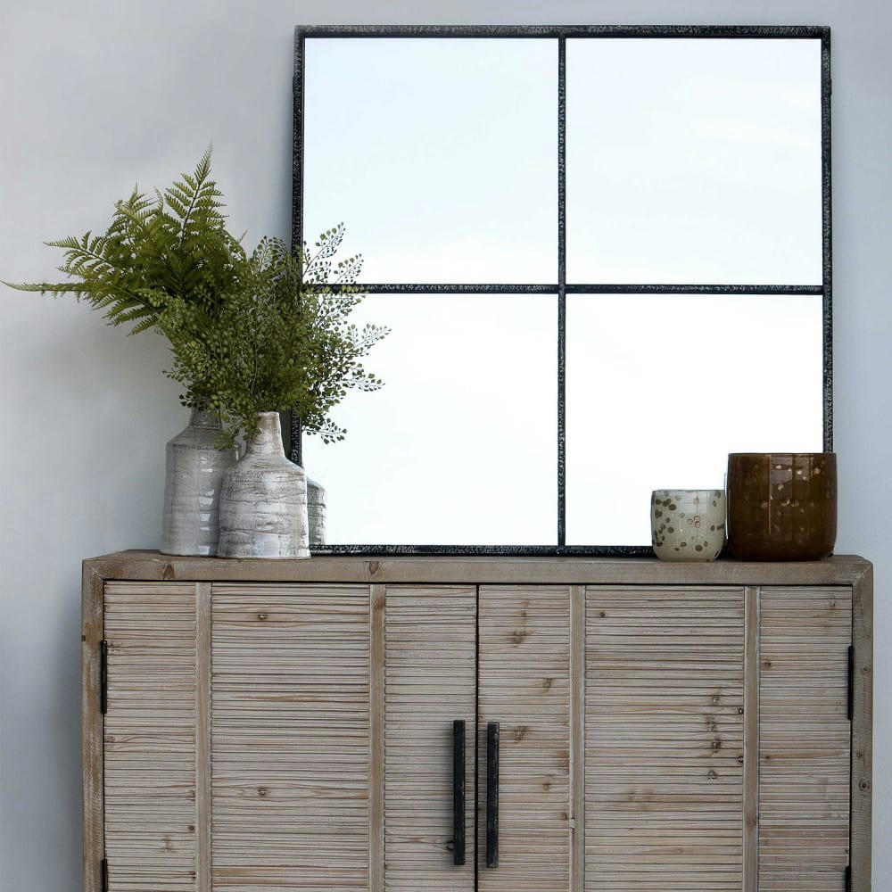 PALACE - Miroir verrière en métal oxydé 80x80cm métal