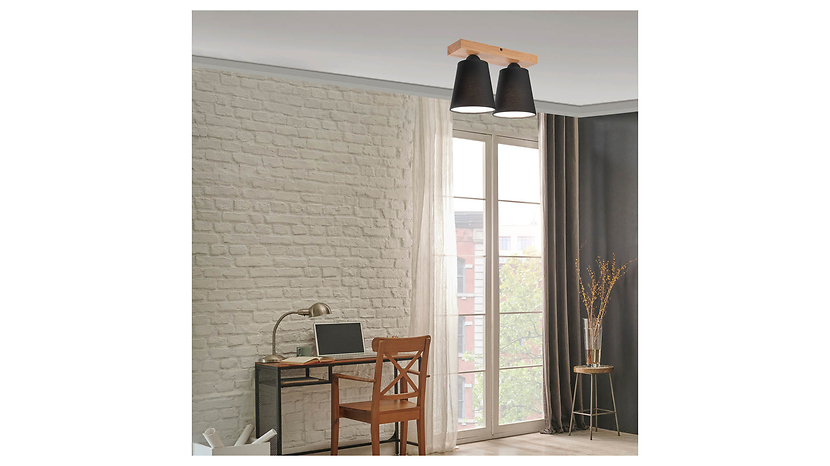Lampa sufitowa Lula 2-punktowa tkaninowa brązowo-czarna