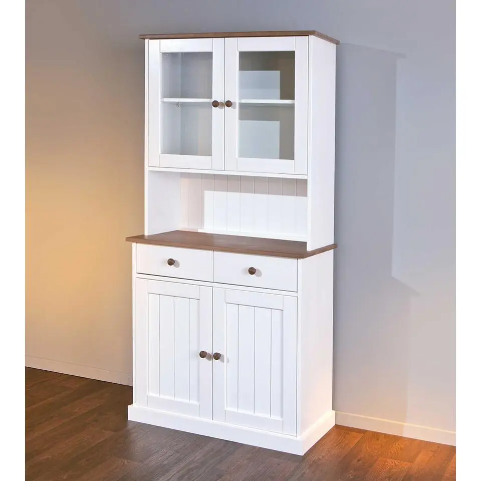 Buffetkast Westerland smal landelijk - wit/bruin