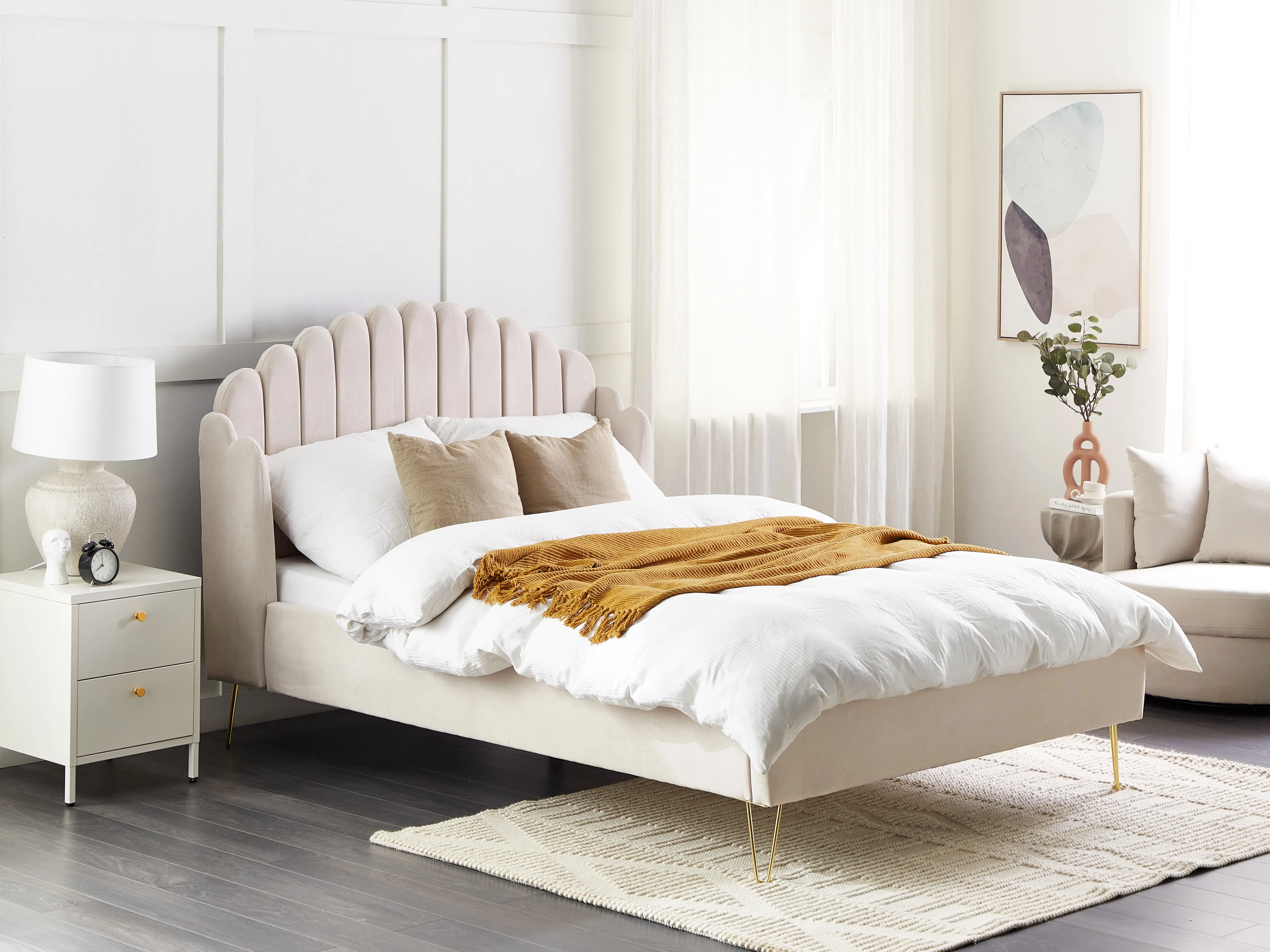 Bed Fabric AMBILLOU 140 x 200 cm (EU Double) Light Beige