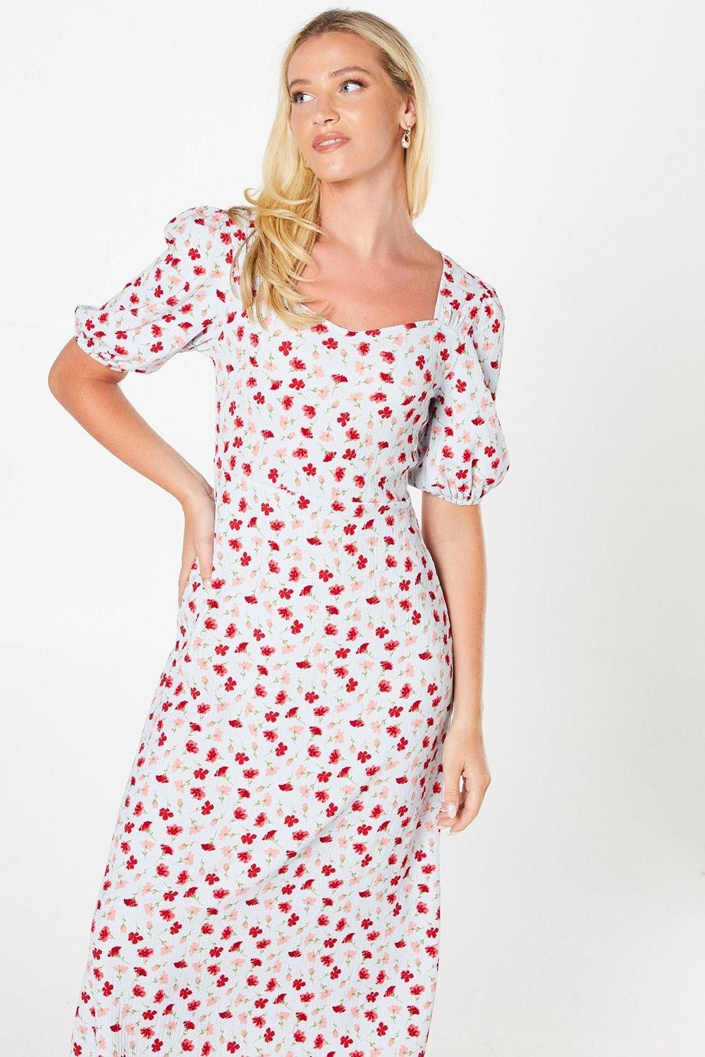 Dorothy Perkins Ditsy Floral Sweetheart Neck Midi Dress