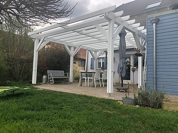 Carport pergola indépendante 400cmx350cm Bois DOUGLAS Français (Charpente-Auvent - Abri terrasse) surface 14 m²