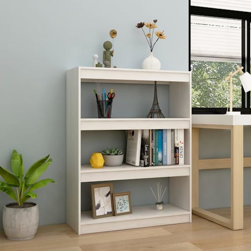 NNEVL Book Cabinet/Room Divider White 100x30x103 cm Solid Pinewood