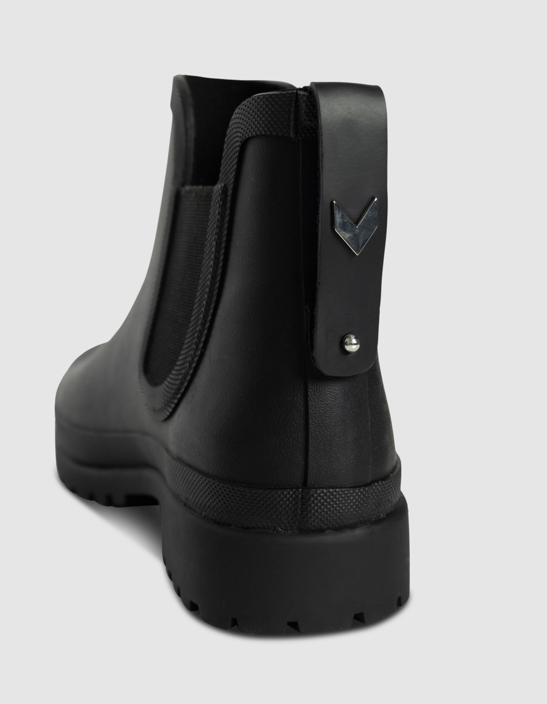 Chelsea boots de pluie noirs semelles crantées Femme