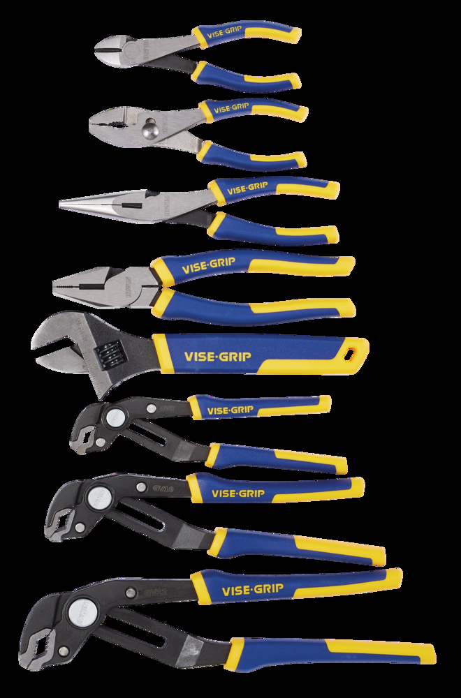 IRWIN 2078712 Vise-Grip GrooveLock Pliers Set with Storage Roll, ProTouch™ Grips, Carbon Alloy Steel, 8-pc