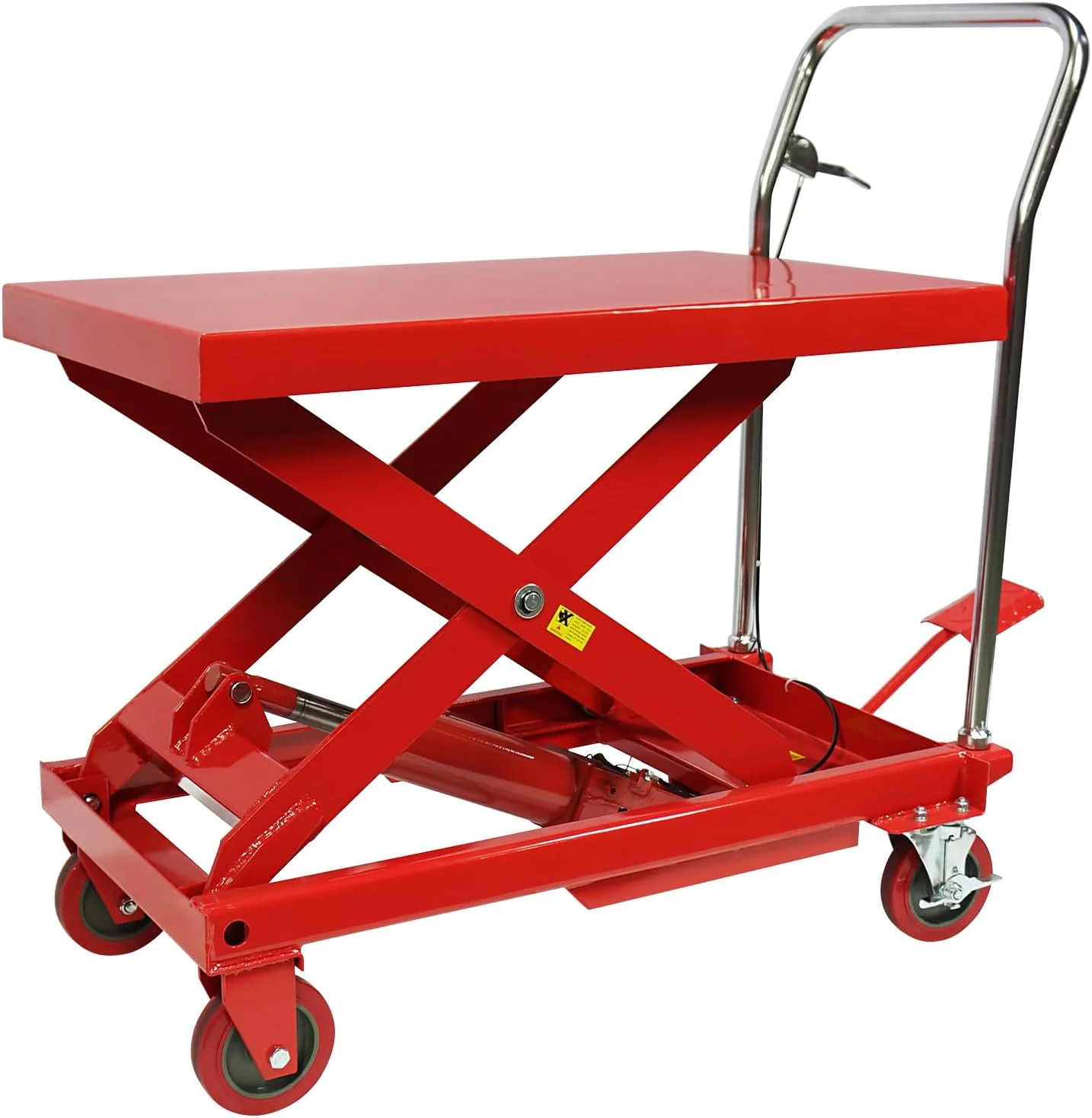 500LBS Hydraulic Lift Table Cart, 30 Lifting Height., Double Scissor Lift Table with 4 Wheels and Non-Slip Pad, Hydraulic Scissor Lift Table for Material Handling and Transportation(660 Pounds)
