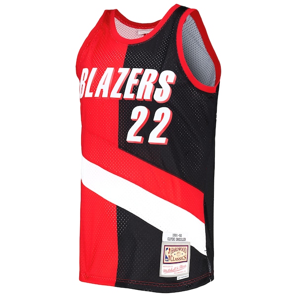 Clyde Drexler Portland Trail Blazers Hardwood Classics 1991/92 Split Swingman Jersey - Red/Black