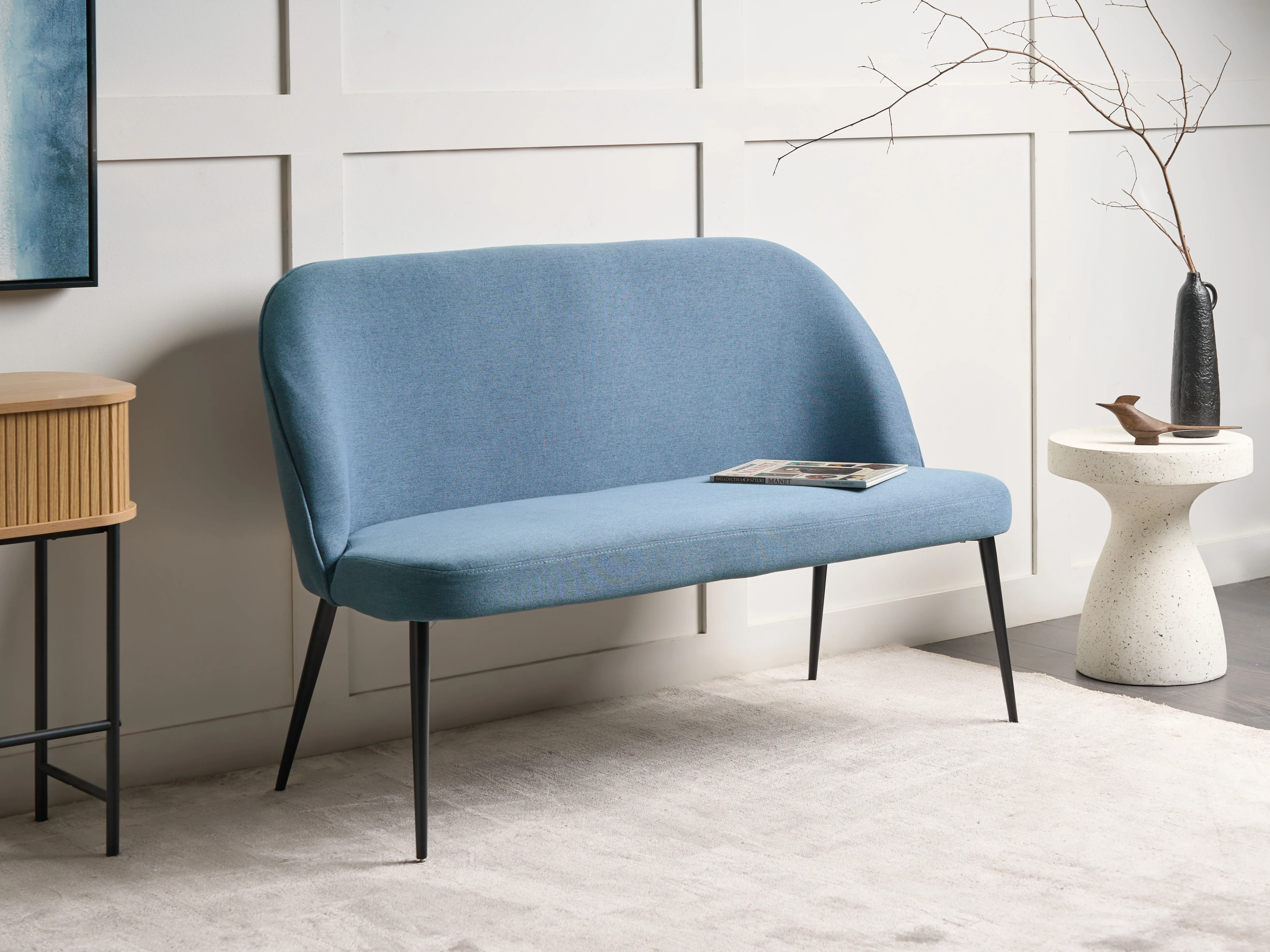 Dining Bench 2 Seater OSBY Fabric Blue