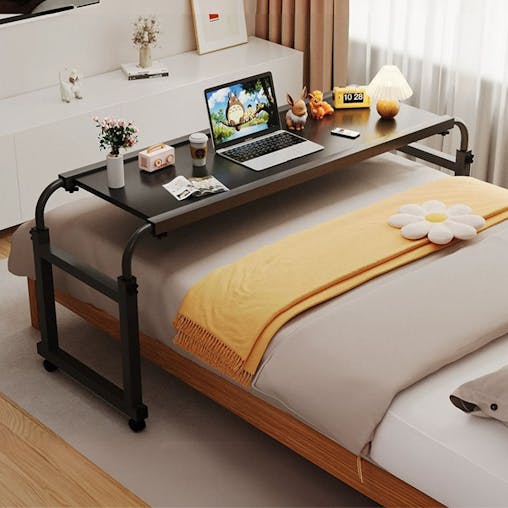 SOGA 120x45cm Black Cross Bed Movable Desk Table w/ Adjustable Length & Height