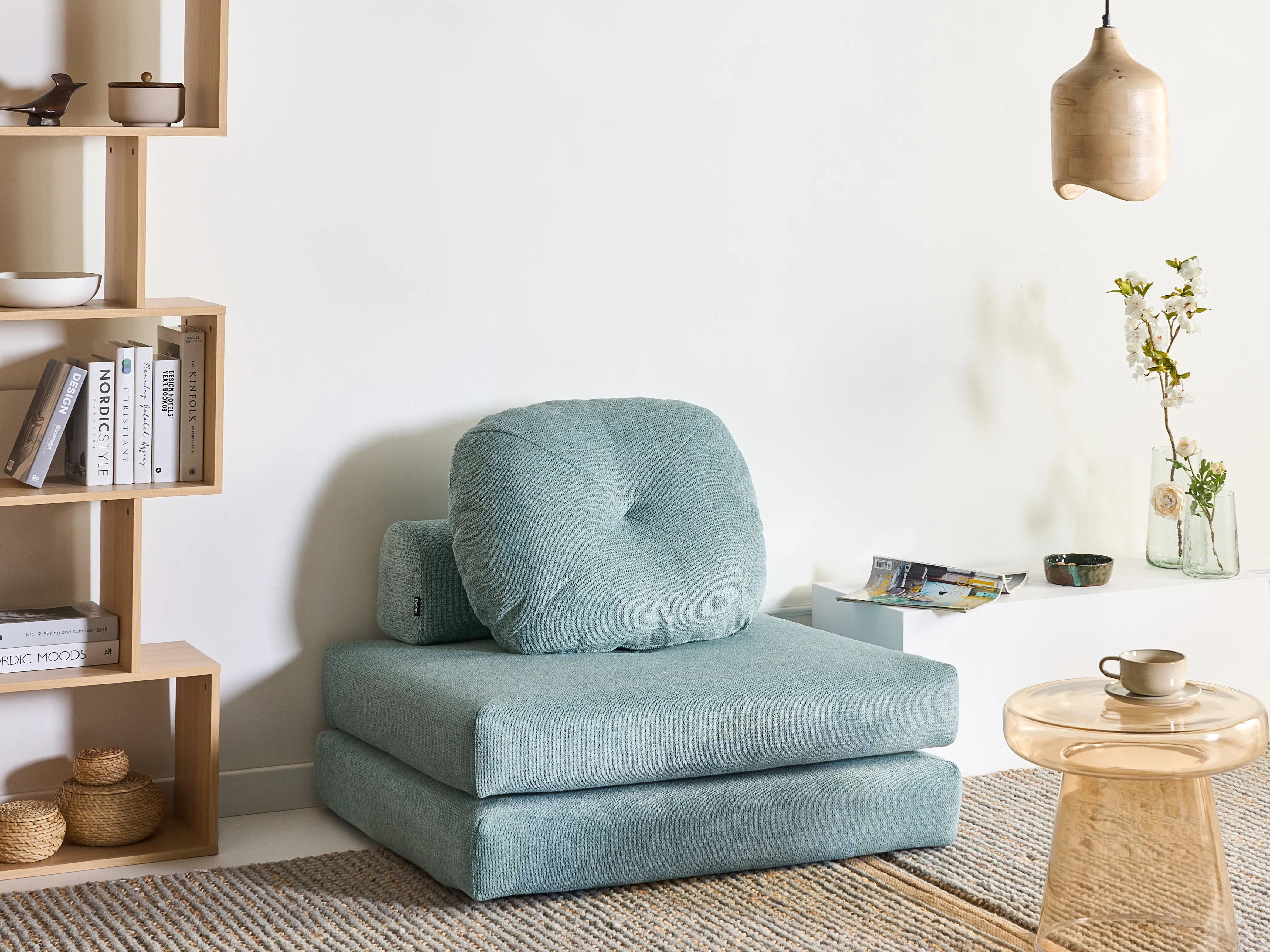 Single Sofa Bed OLDEN Fabric Mint Green
