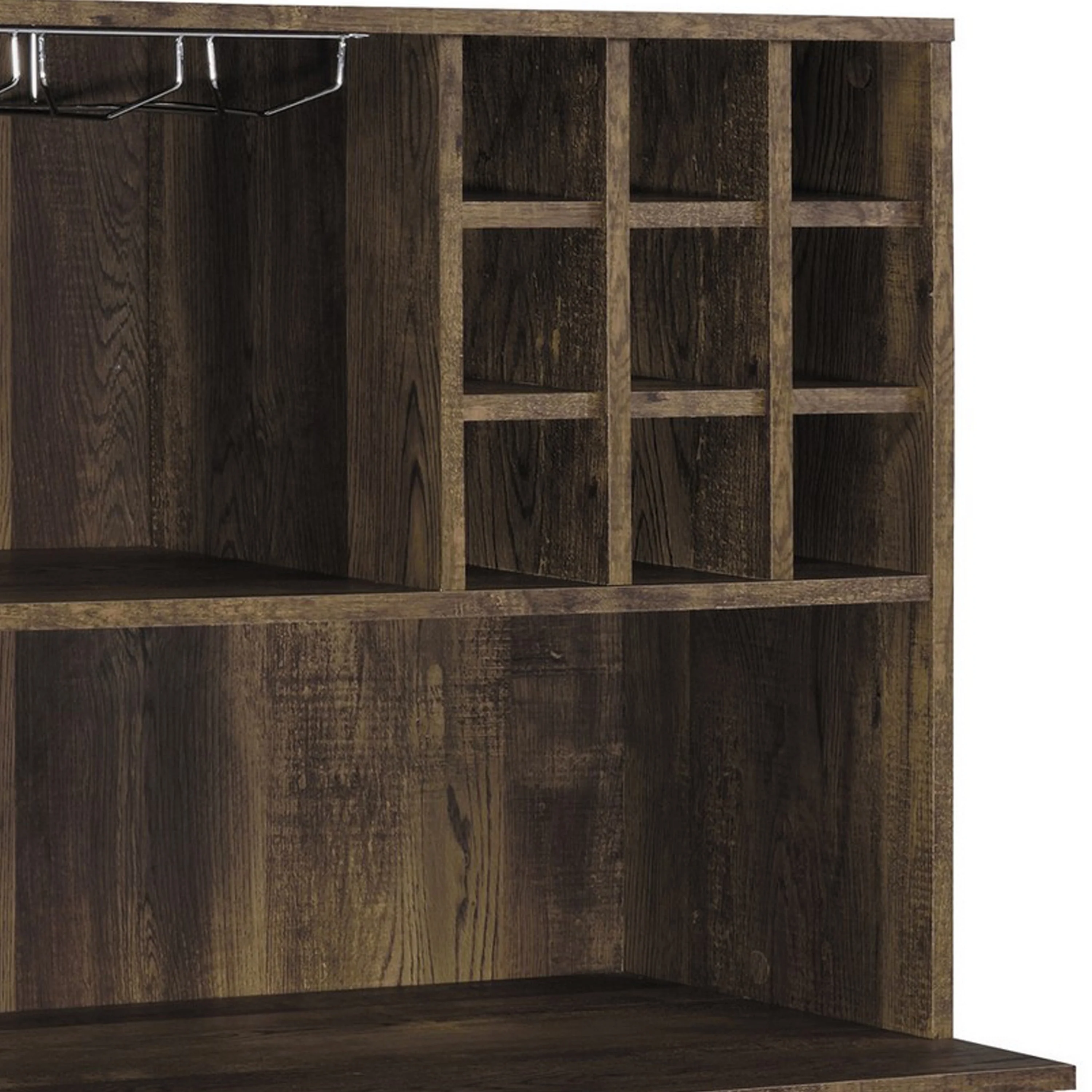 63 Inch Wine Cabinet with Double Doors, 2 Adjustable Shelves, Rich Brown