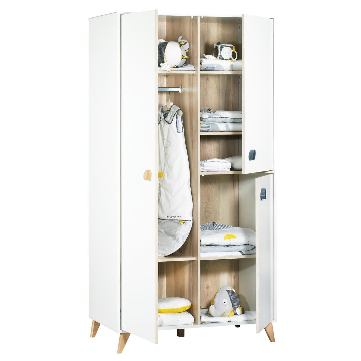 OSLO - Armoire 3 portes bébé boutons goutte