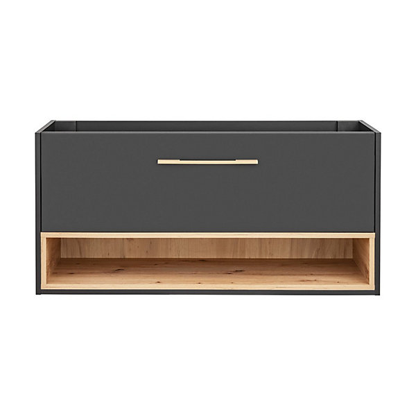 Meuble sous vasque TALOKA120 cmGris anthracite et chene clair2 tiroirsMeuble suspendu