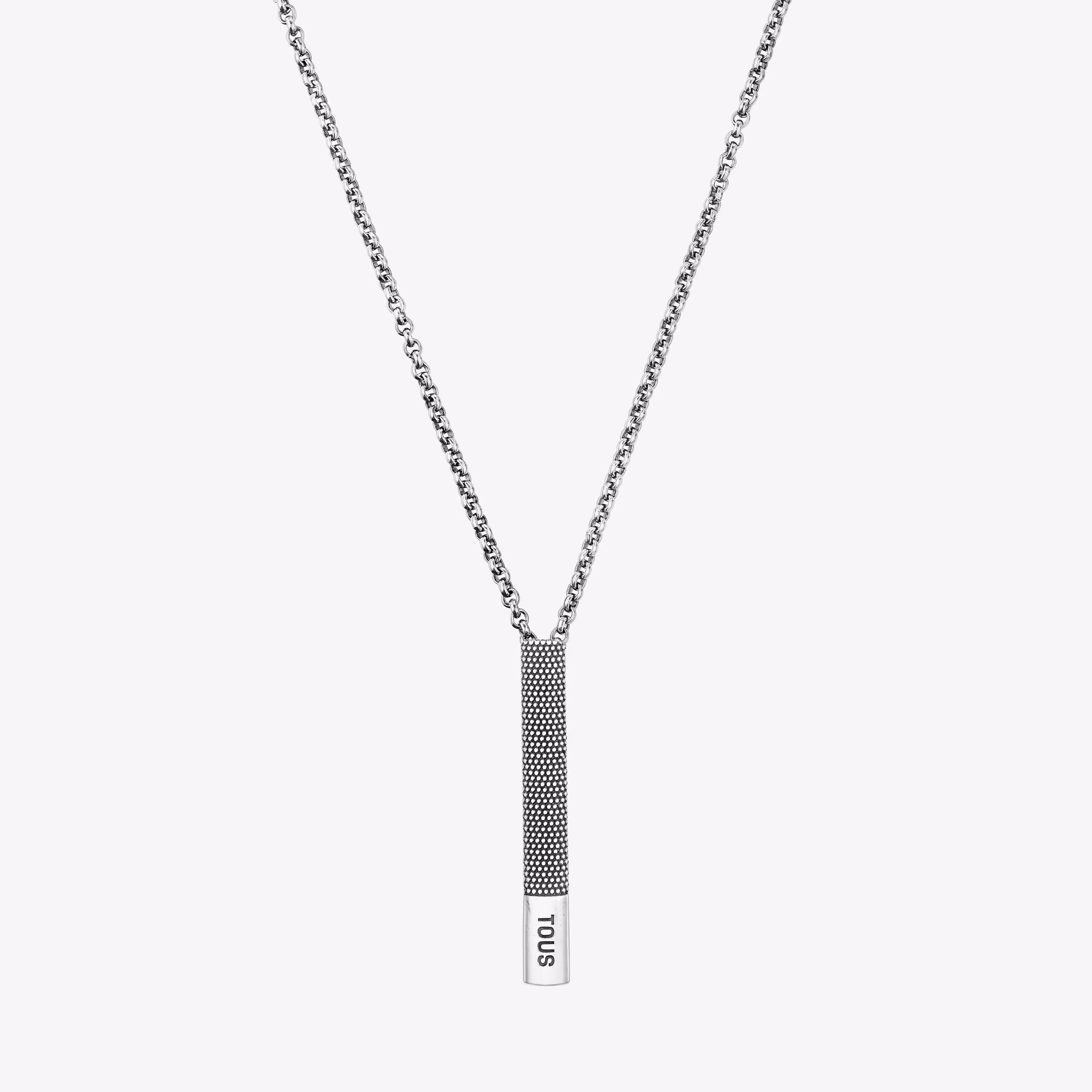 Collar corto cadena de plata envejecida y motivo pasador corbata TOUS Man