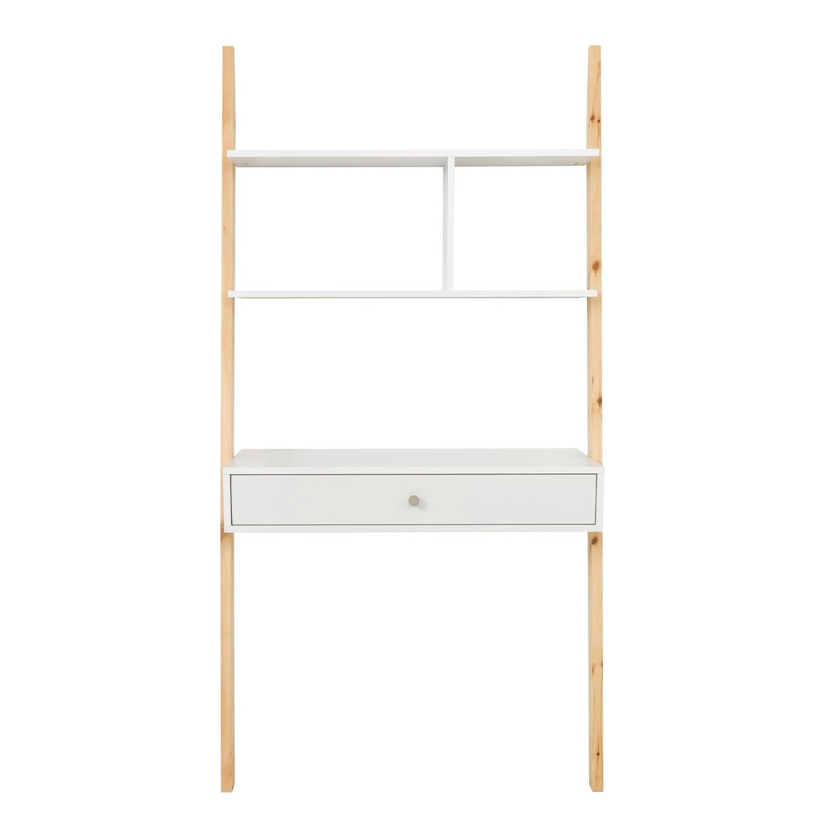 - Bureau bibliothèque blanc et naturel