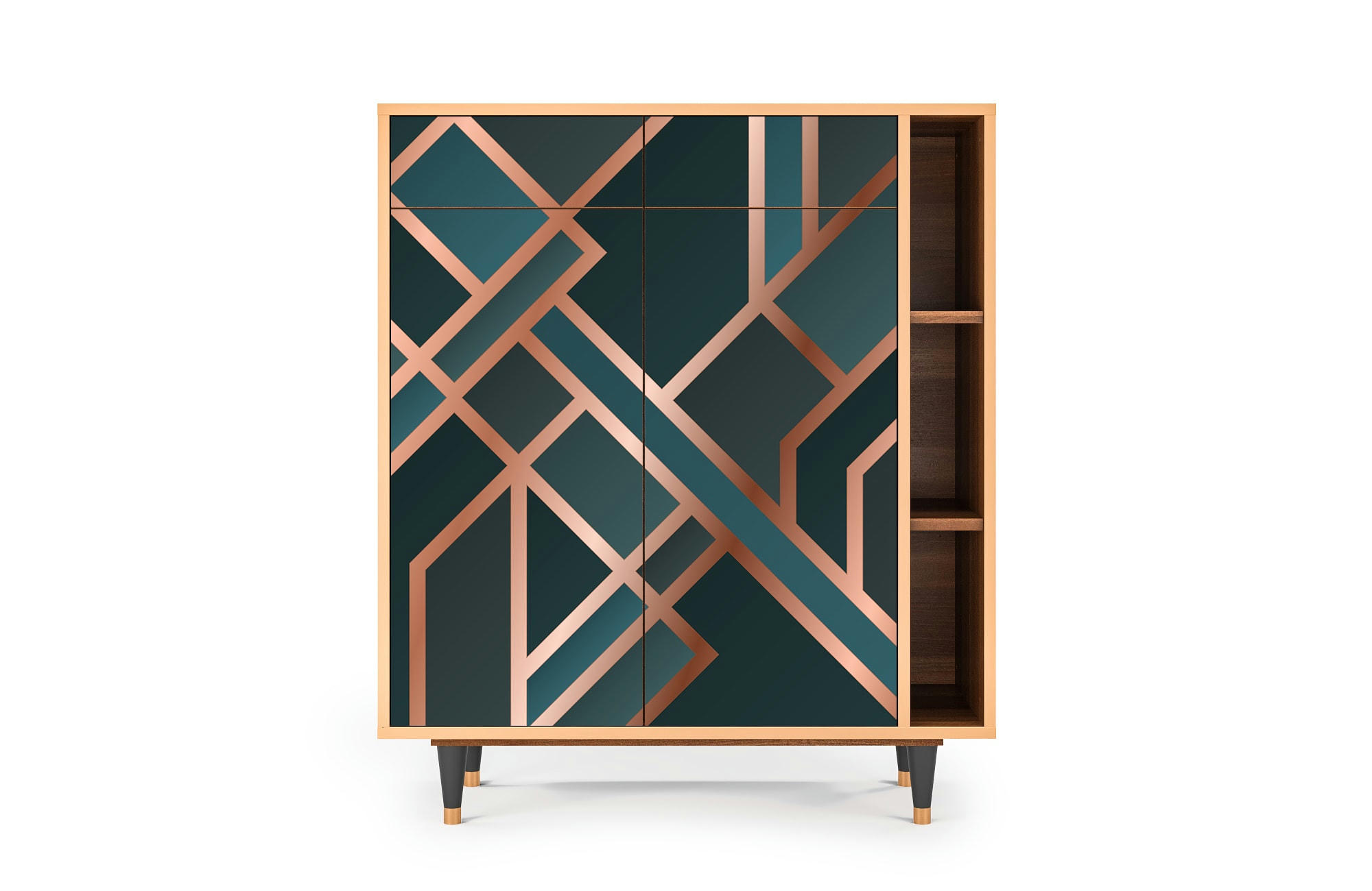 BRONZE CROSSROAD - Buffet  bleu-vert 2 tiroirs et 2 portes L 94 cm