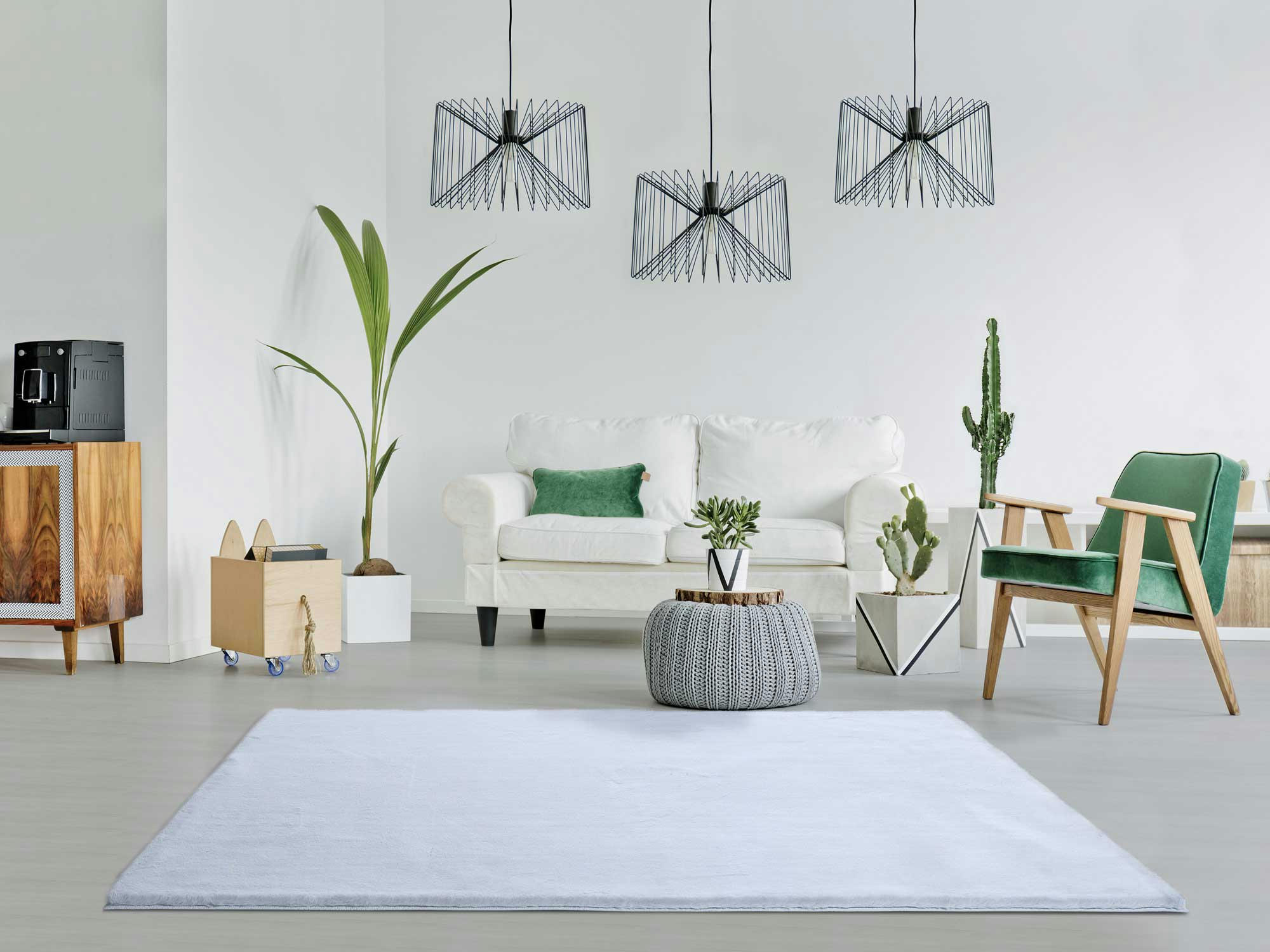 FOX - Tapis lavable extra doux en bleu clair, 80X150 cm