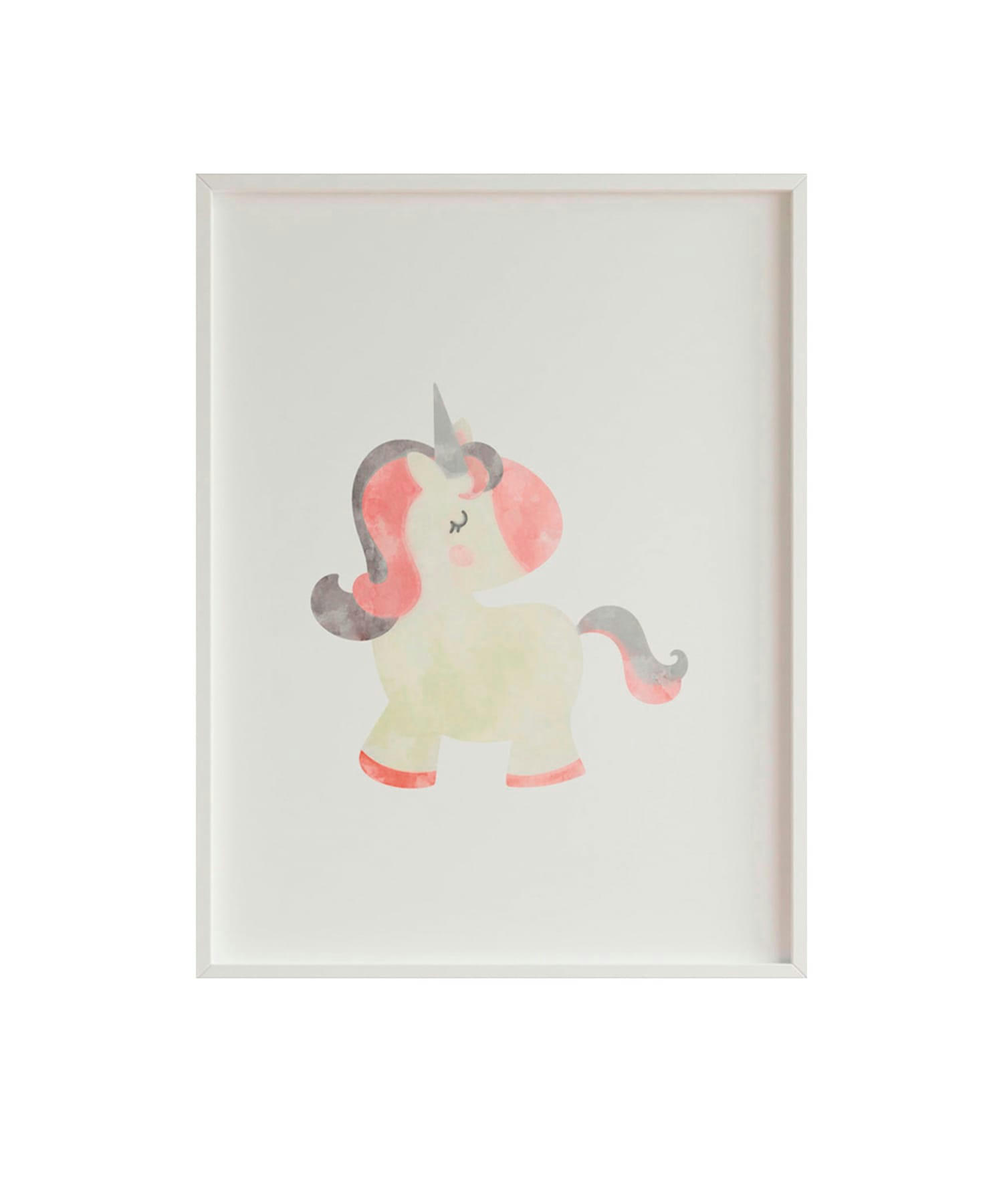 DECOWALL - Impression de licorne encadrée en bois blanc 43X33 cm