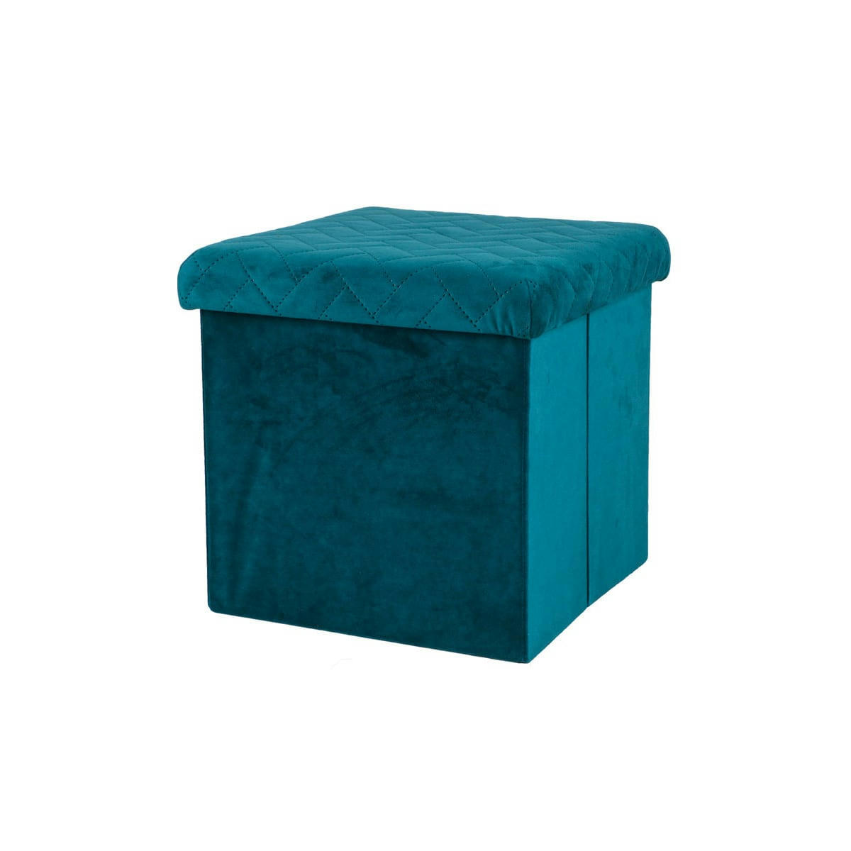 - Pouf coffre de rangement velours vert - 37.5x37.5x37.5cm