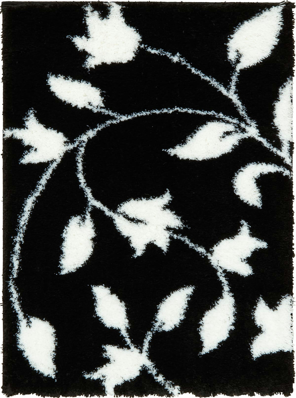 OSLO - Tapis shaggy motif fleur noir - 67x90 cm