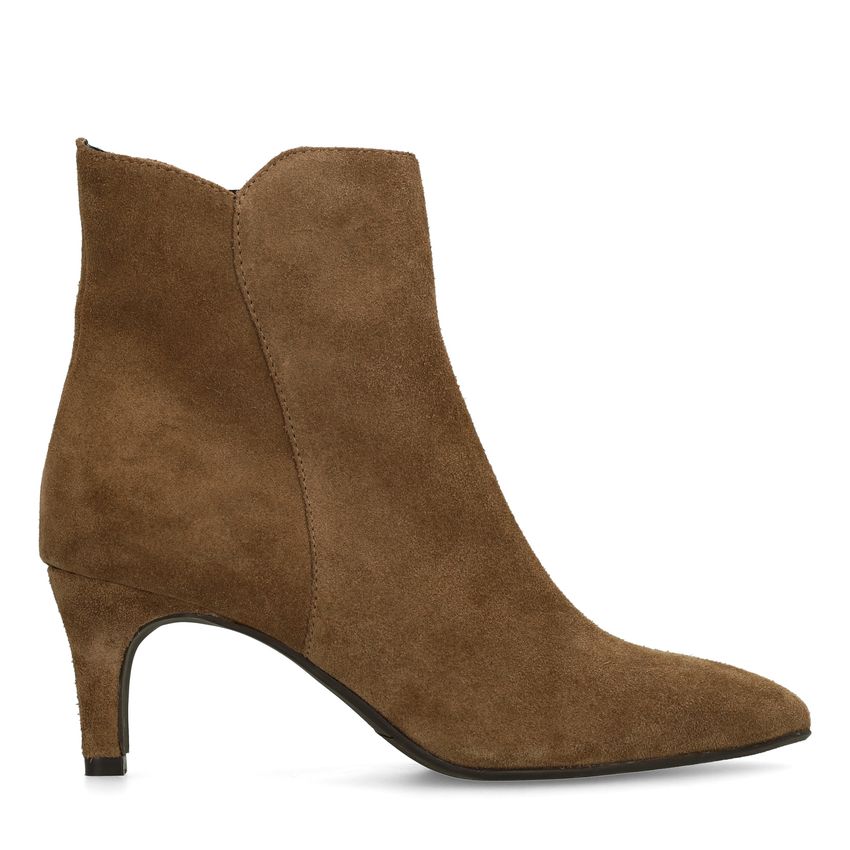 Manfield Taupe suède enkellaarsjes
