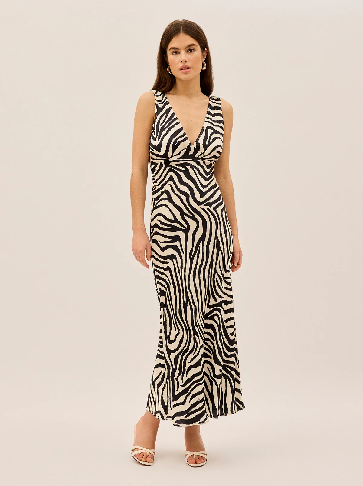 Danna Zebra Print Satin Dress