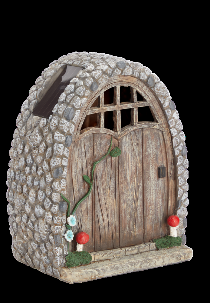 For Living Solar-powered LED Outdoor Decorative Stone Fairy Door Garden Statue, 8-in