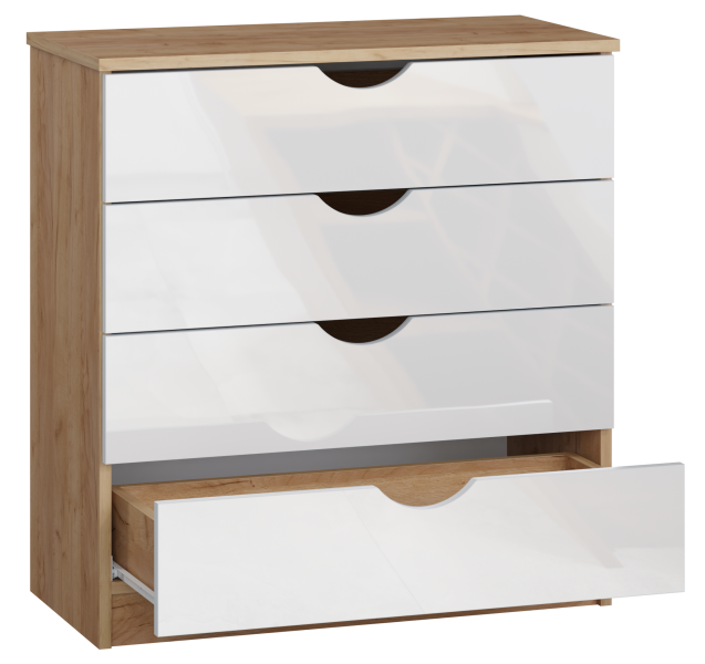 Komoda do sypialni4S 80 cm 4 szufladybiała praktyczna i stylowa