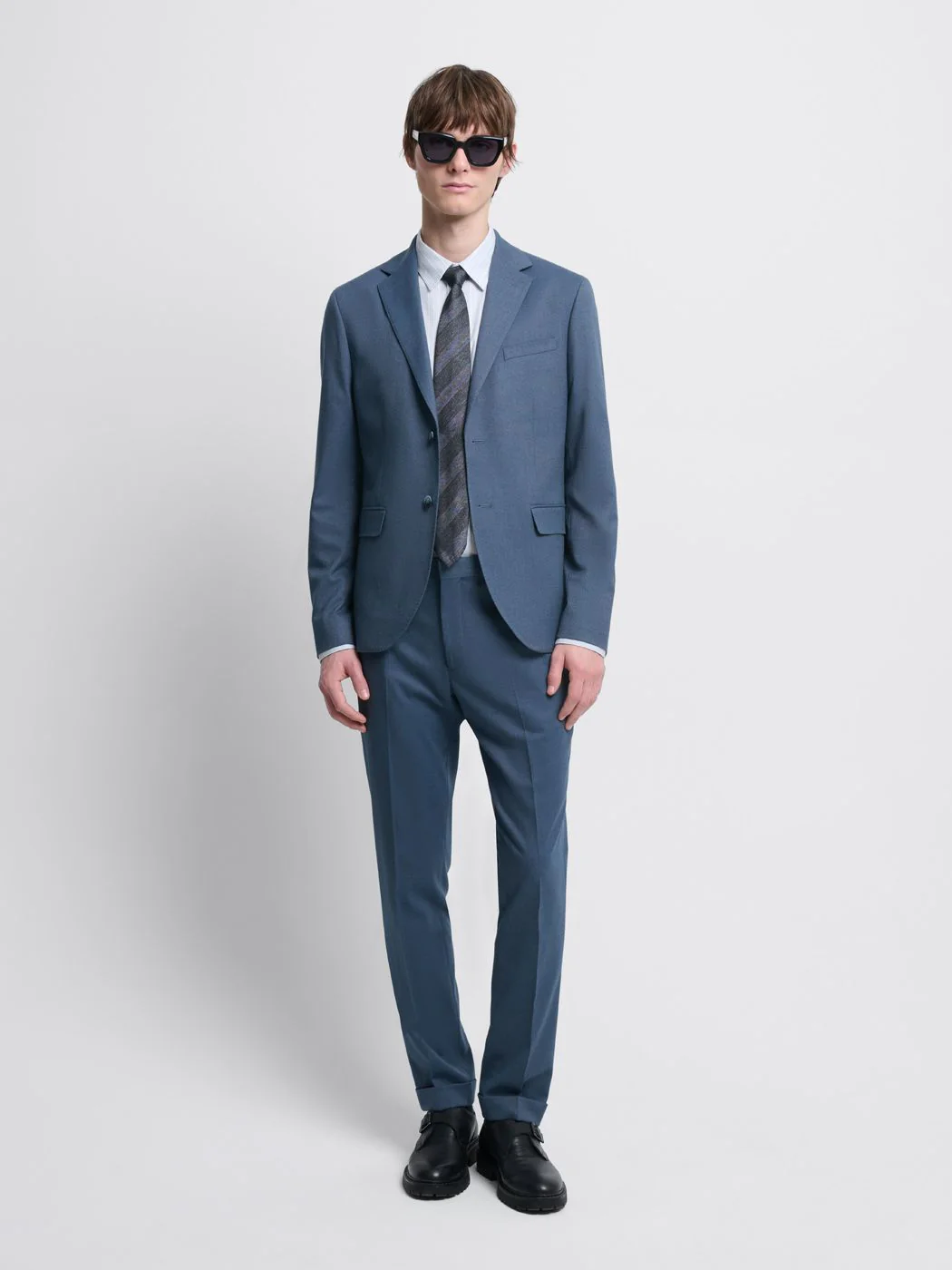 Costume 2 pièces slim bleu gris