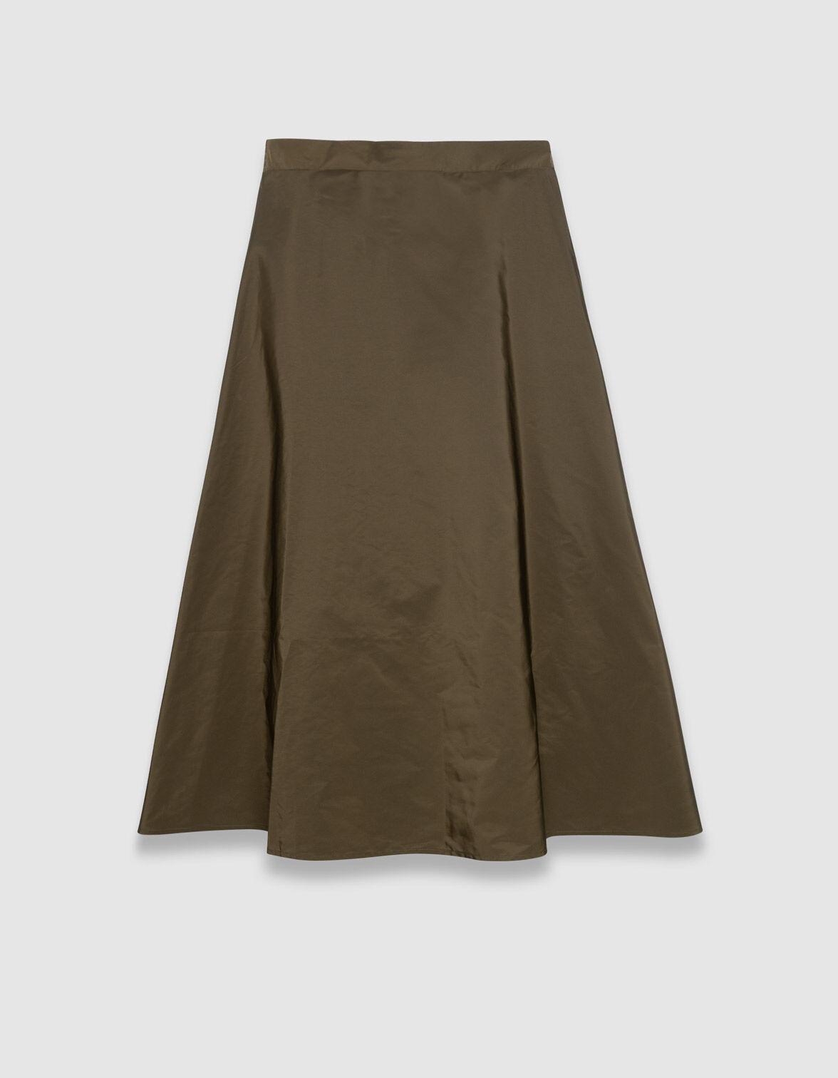 Jupe longue kaki en taffetas Femme