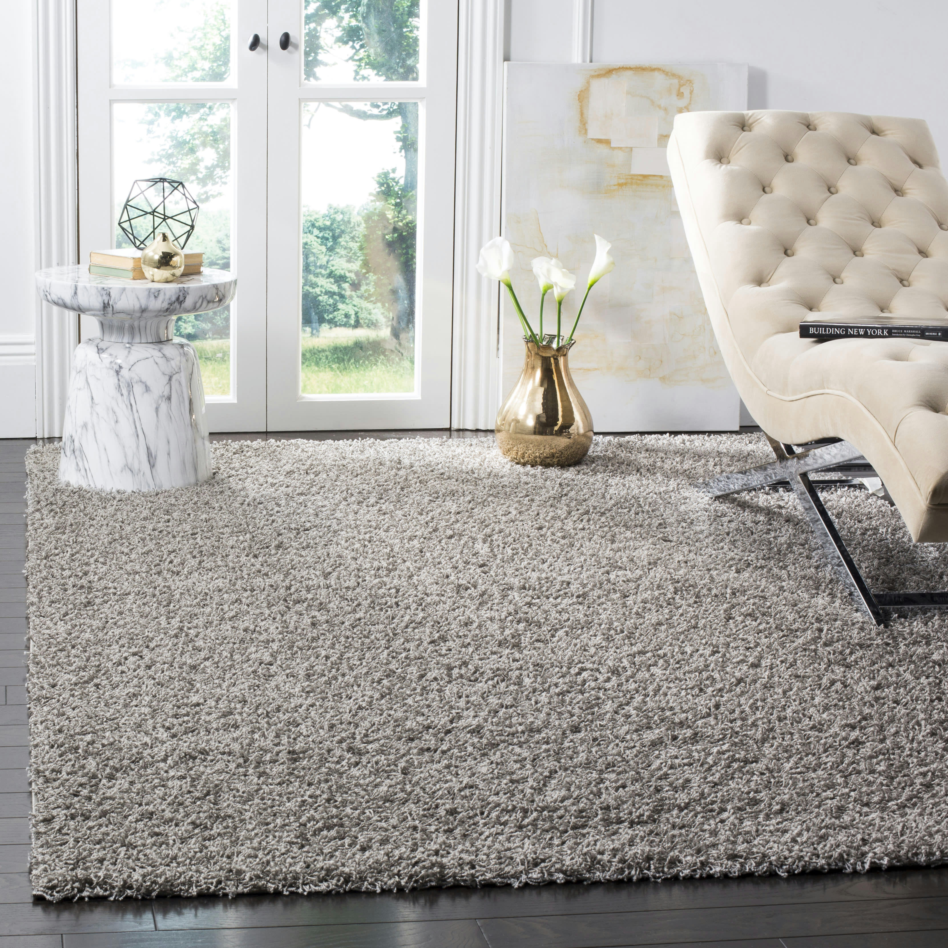 ATHENS SHAG - Tapis de salon interieur en gris clair, 155 x 229 cm
