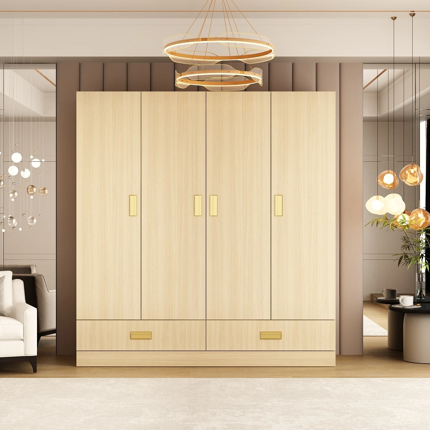 Large Wardrobe w/Optional Top Cabinet Bedroom Accent Closet Cabinet