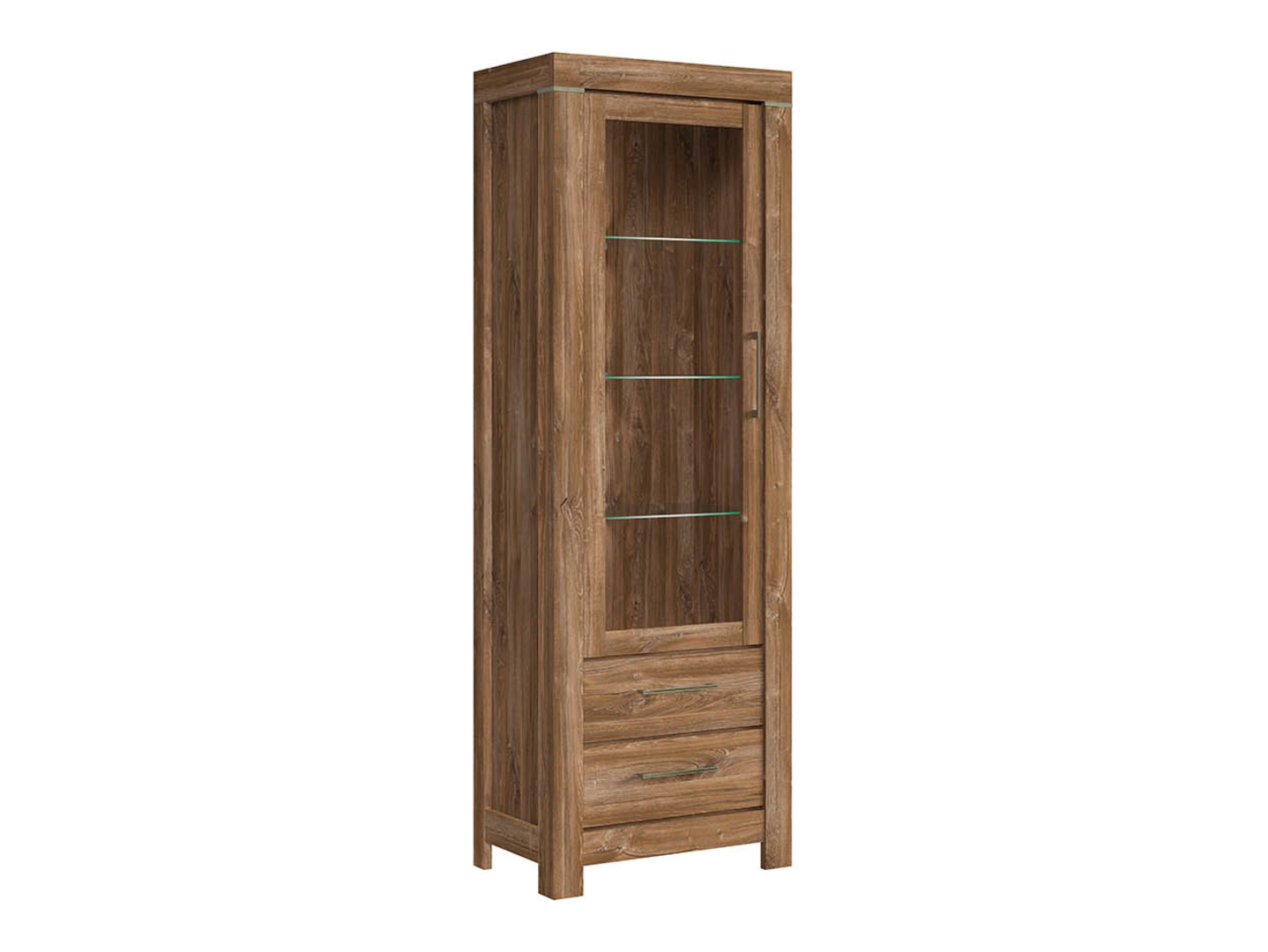 Witryna Gent 68 cm z drzwiami i 2 szufladami dąb stirling
