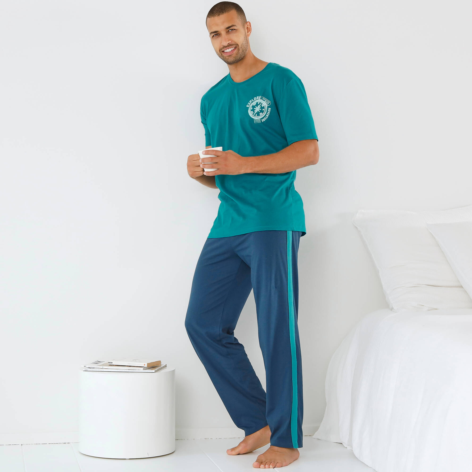T-shirt pyjama motif poitrine manches courtes