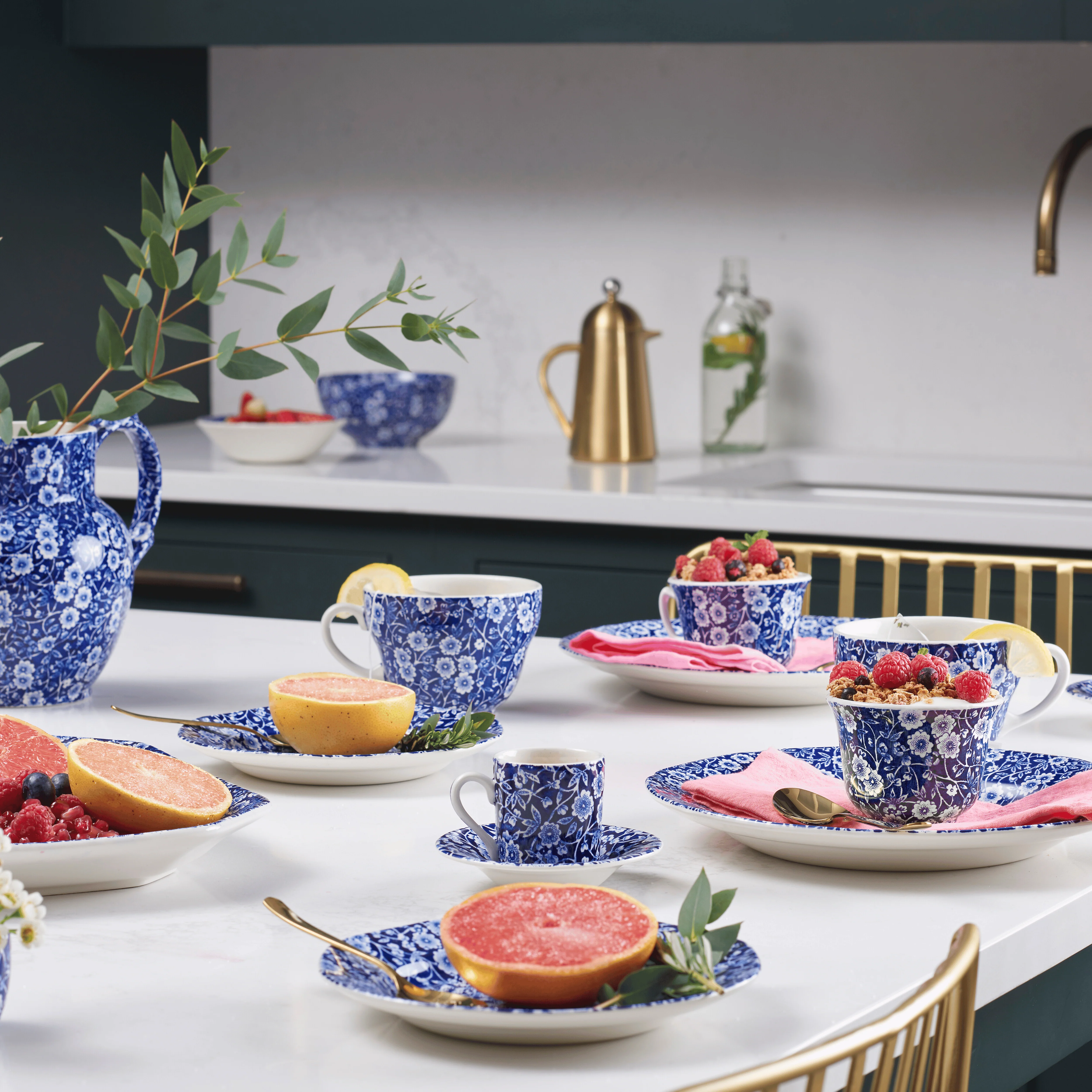 Blue Calico Espresso Cup and Saucer