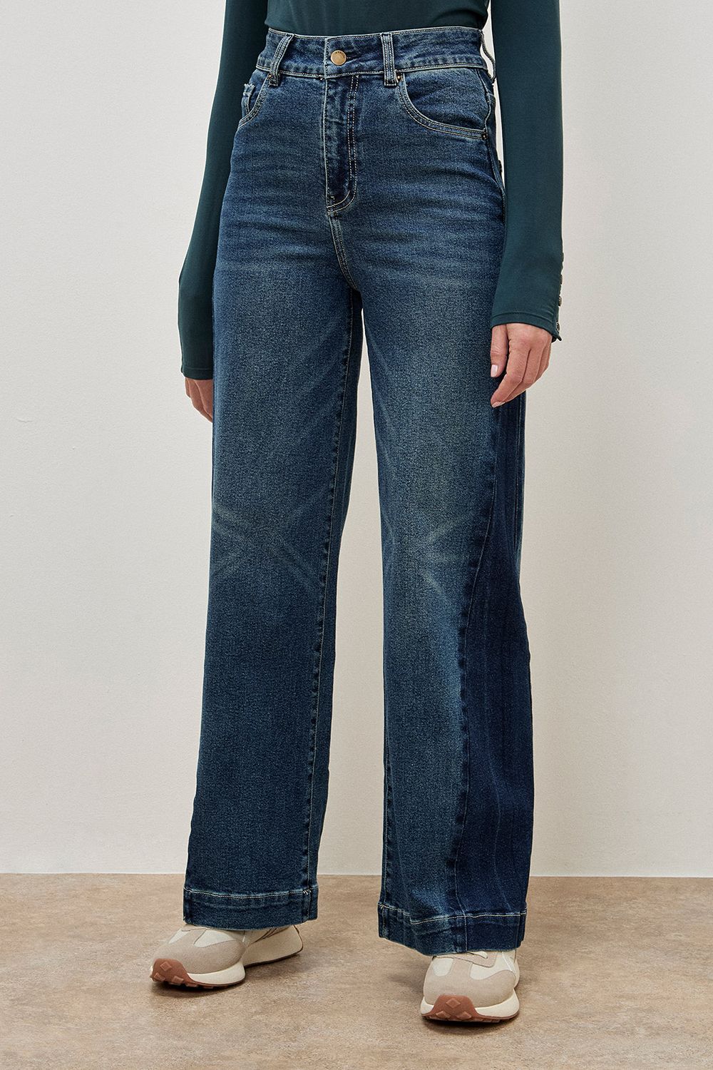 Apricot Zia Side Panel Wide Leg Jeans
