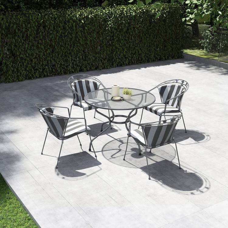 Pacific Elegance 4 Seater Metal Patio Set with Cushions-Grey