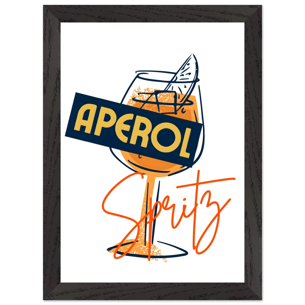 Artfulprints Poster met Lijst Aperol Spritz - Sketch  - A4 21x29.7 cm - Oranje