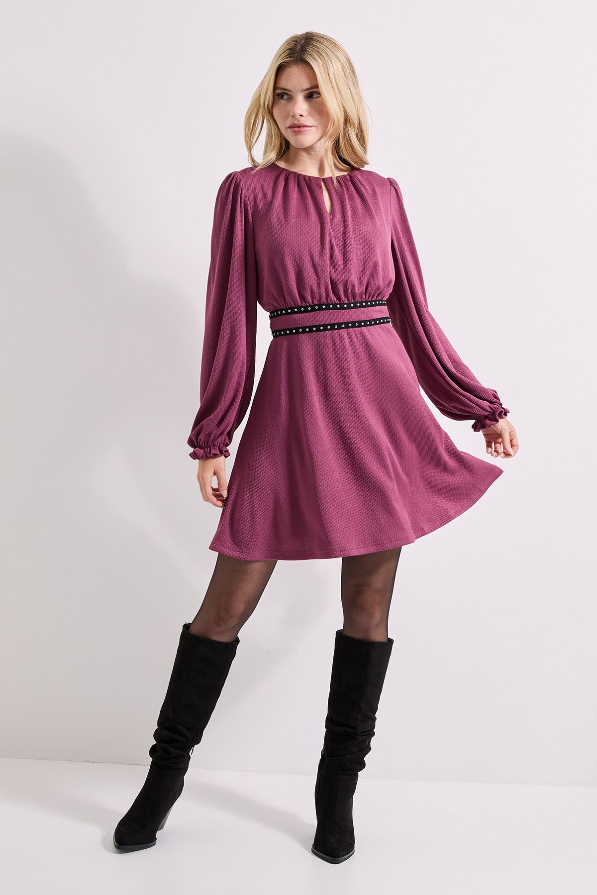 Dorothy Perkins Stud Detail Waist Jersey Mini Dress