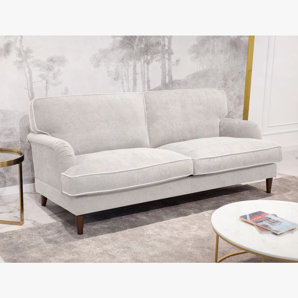 Sofá 3 Lugares Taupe com perfis em Bege SPENCER