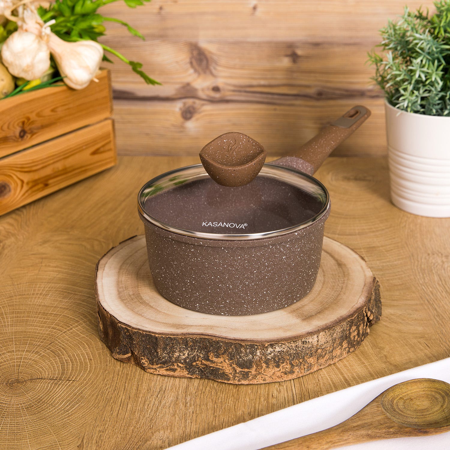Casseruola 18 cm antiaderente 0 grassi con coperchio