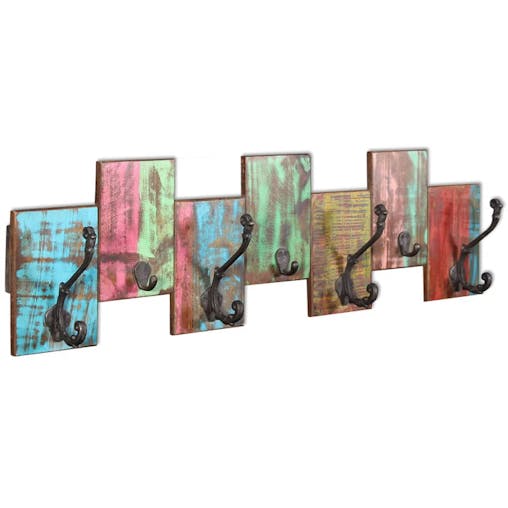 NNEVL Coat Rack with 7 Hooks Solid Reclaimed Wood