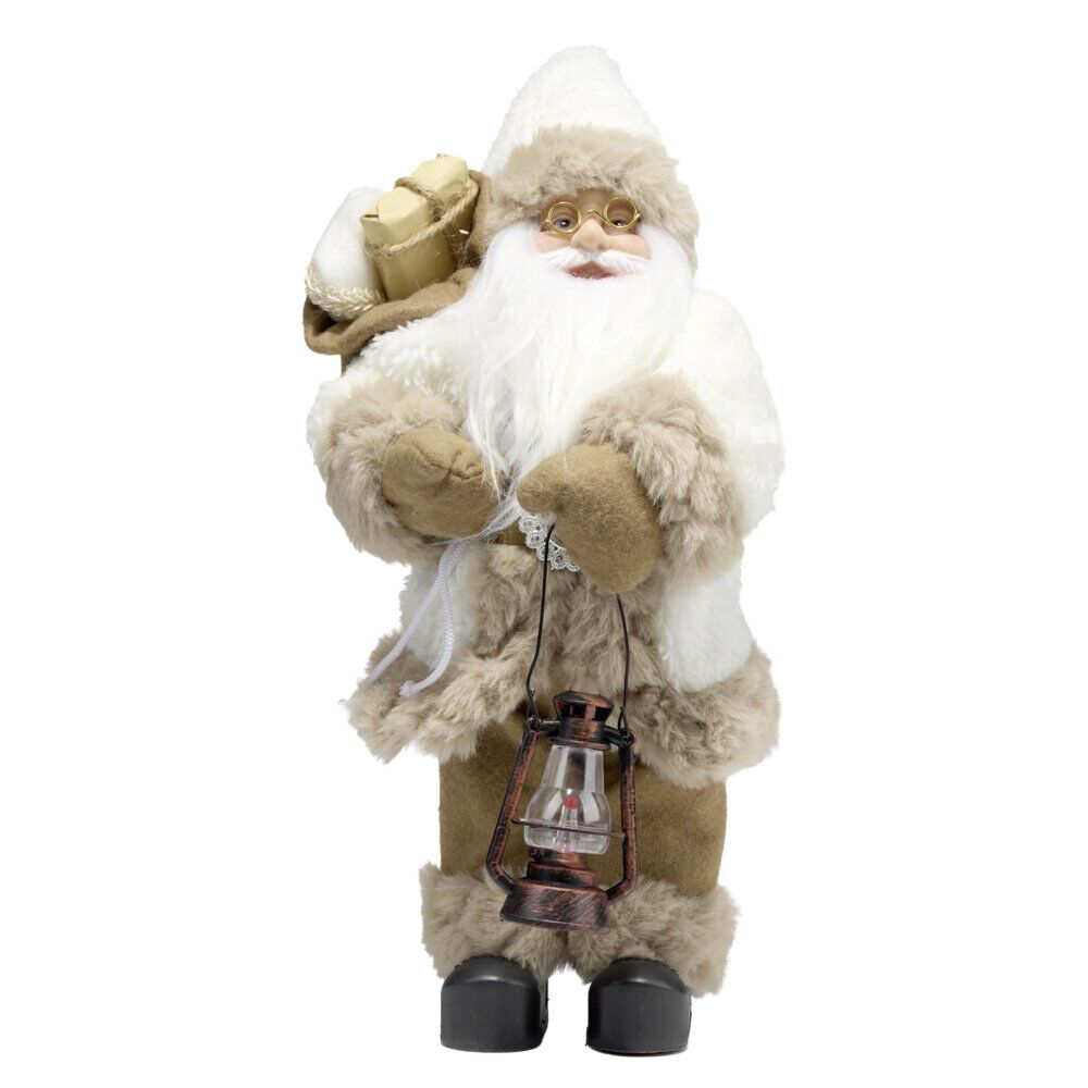 Père No&euml;l avec hotte décorative beige H45cm