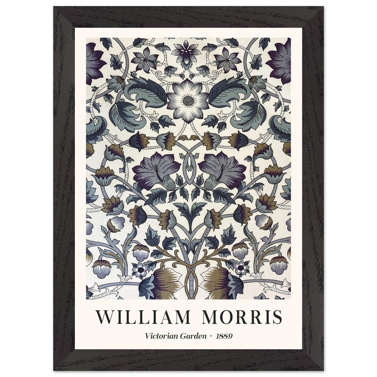 Artfulprints Poster met Lijst William Morris - Victorian garden 1889  - A4 21x29.7 cm - Grijs