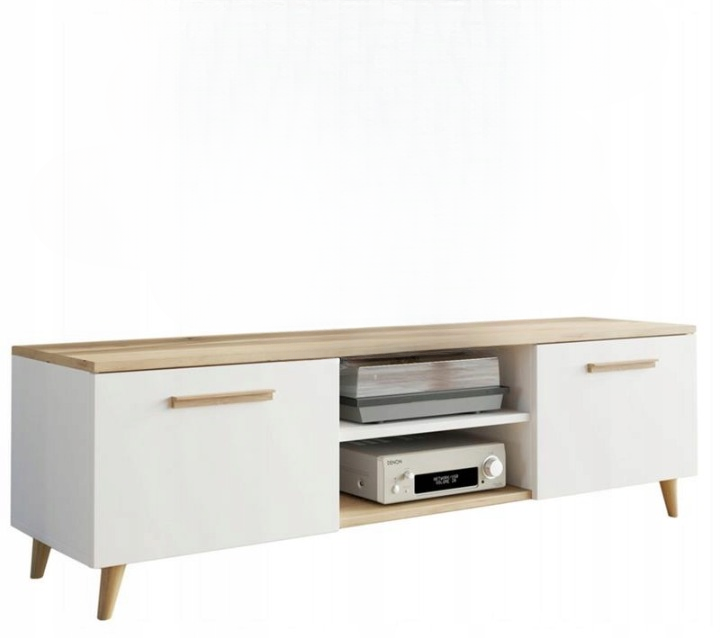 Stolik szafka RTV BERGEN 120cm skandynawski artisan-biały