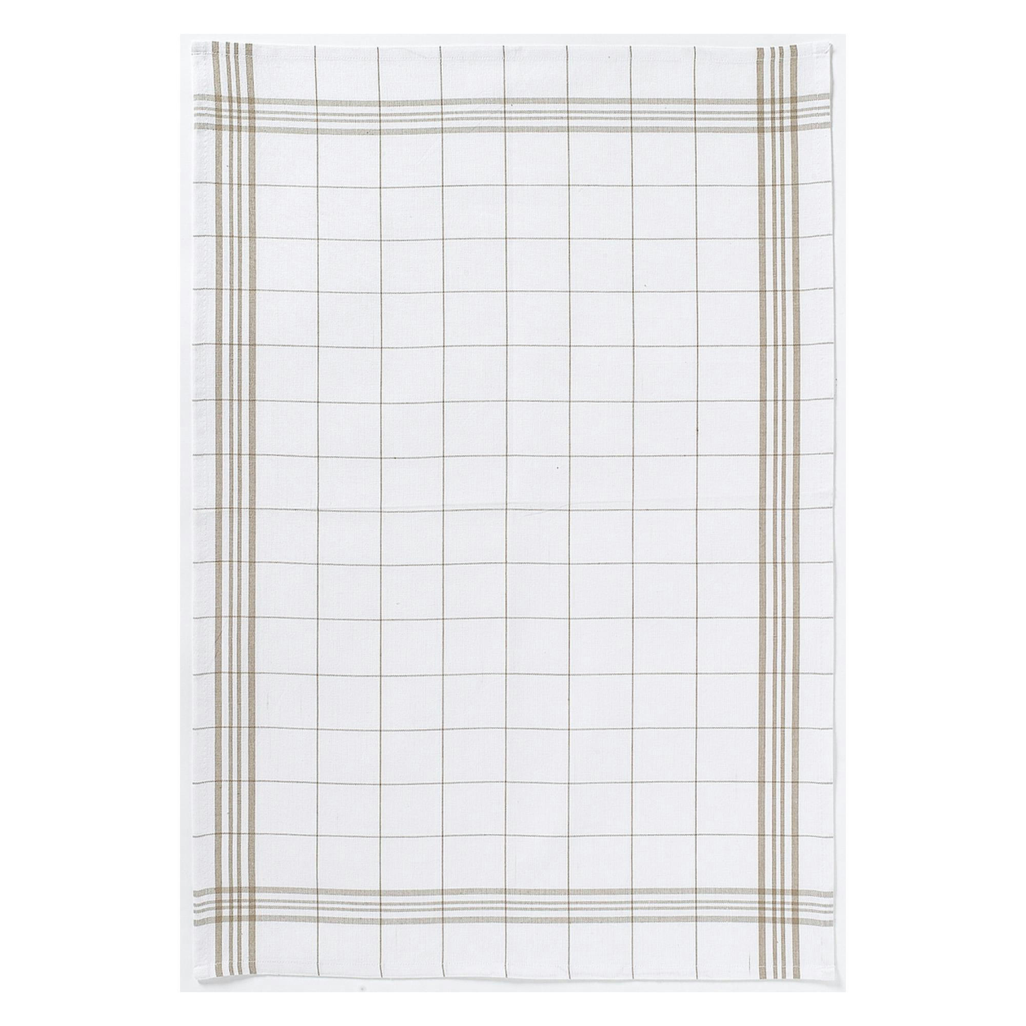 CARREAUX - Torchon  en coton taupe 50 x 70