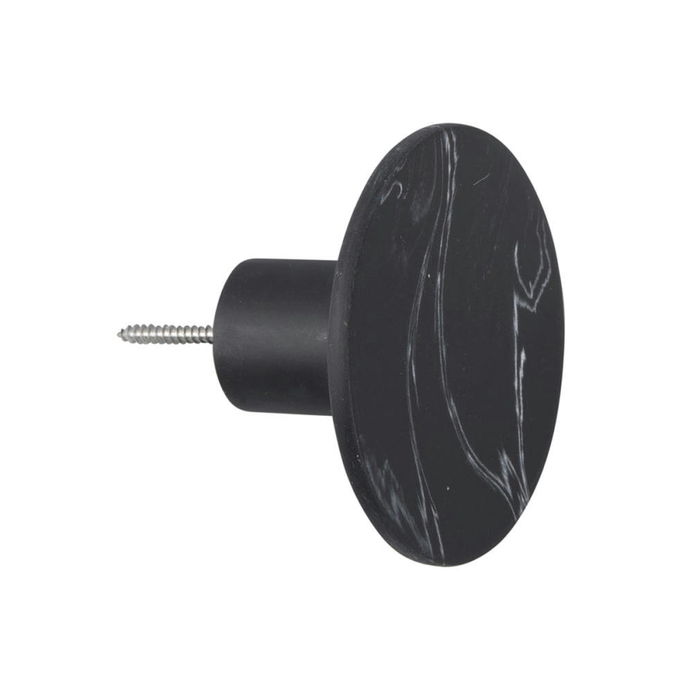 ESSENTIALS - Lot de 4 patères marbrées résine noir